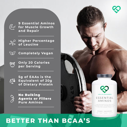 Essential Amino Acids - 300 Tablets / 60 Servings - 9 EAAs + 3 BCAAs - Vegan, 5g per Serving