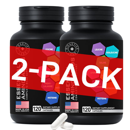 Essential Amino Acids Complex for Men & Women | Vegan BCAA 9 EAAs | 240 Pills
