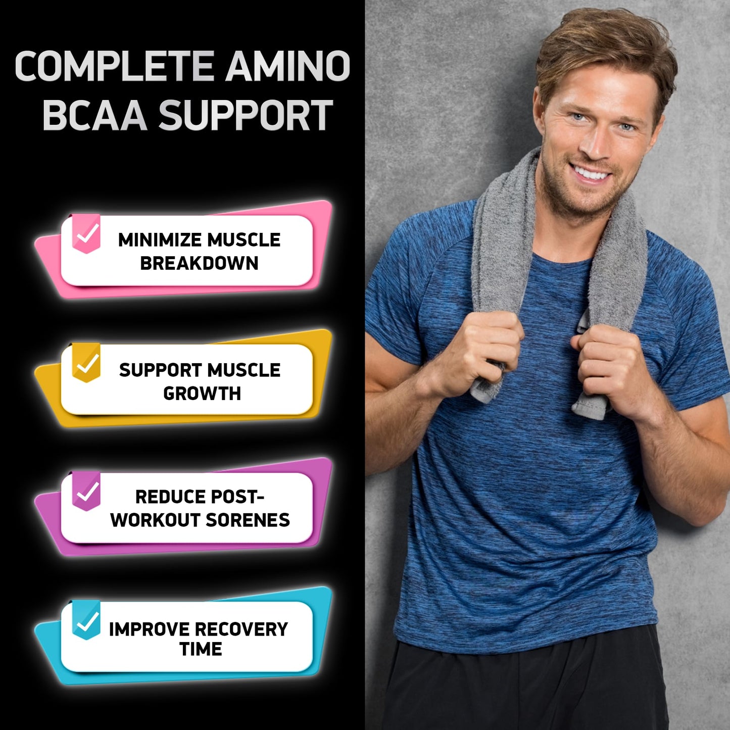 Essential Amino Acids Complex for Men & Women | Vegan BCAA 9 EAAs | 240 Pills