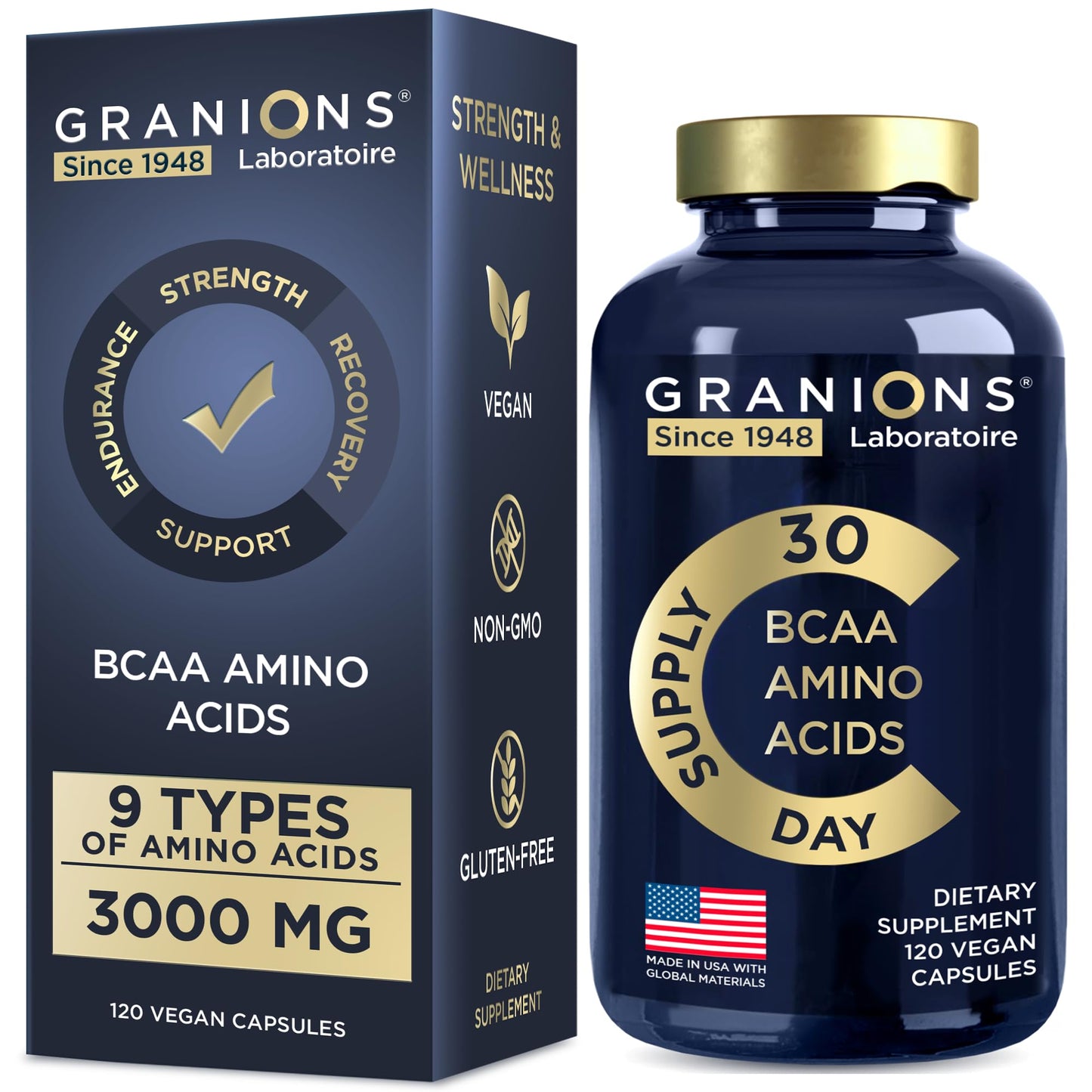 Essential Amino Acids Supplement for Men & Women | All 9 EAAs & BCAAs – 120 Vegan Capsules