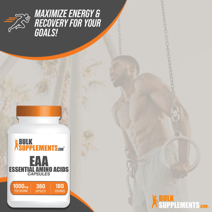 BulkSupplements Essential Amino Acids Capsules (EAAs) – 360 Capsules, 2 per Serving