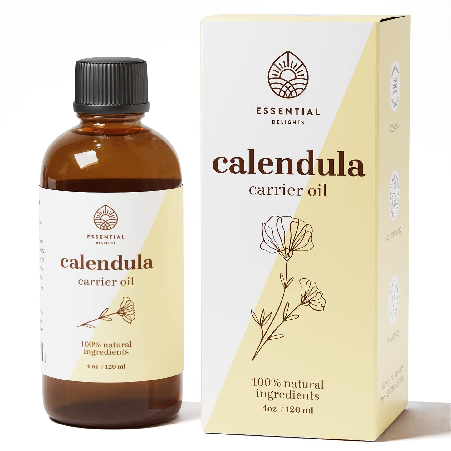 Calendula Oil - Premium Carrier Oil for Skin, Hair & Body | 4 oz | Vegan & Cruelty-Free