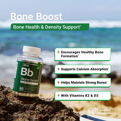 Essential Elements Bone Boost Health Supplement – Calcium, Vitamin D3, K2, Cissus Quadrangularis | 270 Capsules (90 Day Supply) (3-Pack)