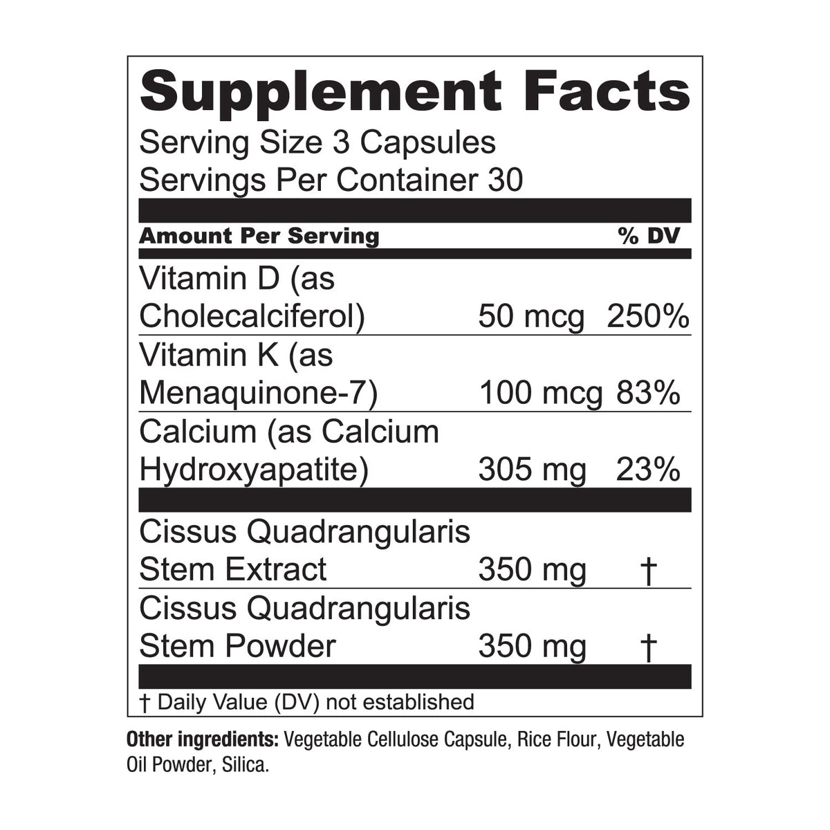 Essential Elements Bone Boost Health Supplement – Calcium, Vitamin D3, K2, Cissus Quadrangularis | 270 Capsules (90 Day Supply) (3-Pack)