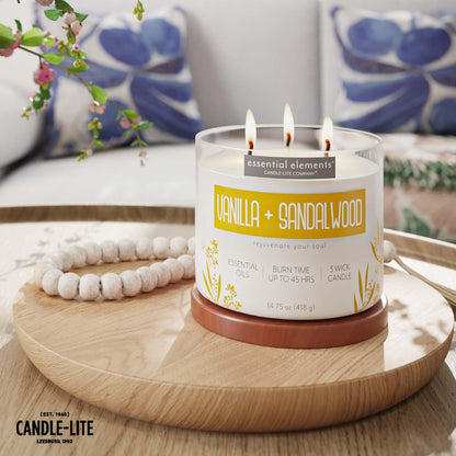 Essential Elements Vanilla & Sandalwood 3-Wick Aromatherapy Candle – 14.75 oz