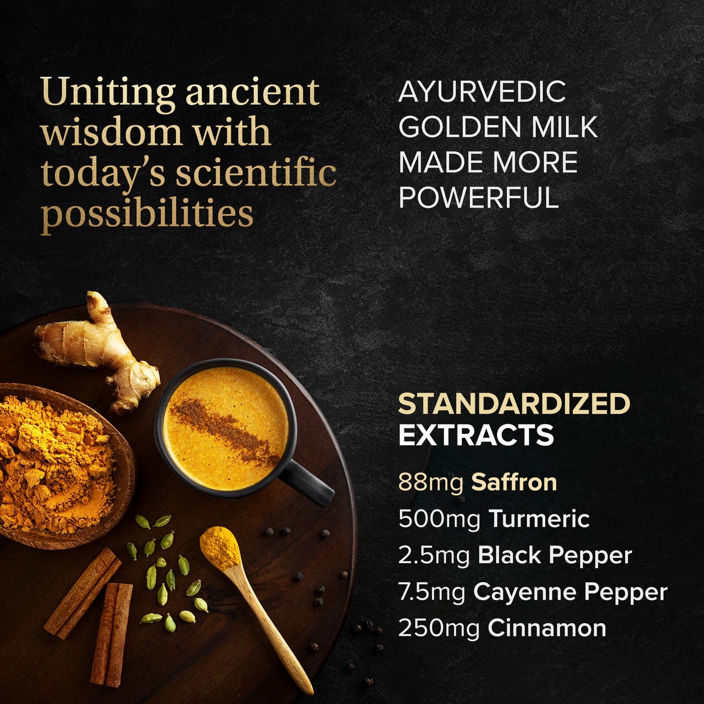 Essential Nutrition Golden Lift - Golden Milk Powder (Vegan) 7.4 oz | Turmeric, Saffron & Spices
