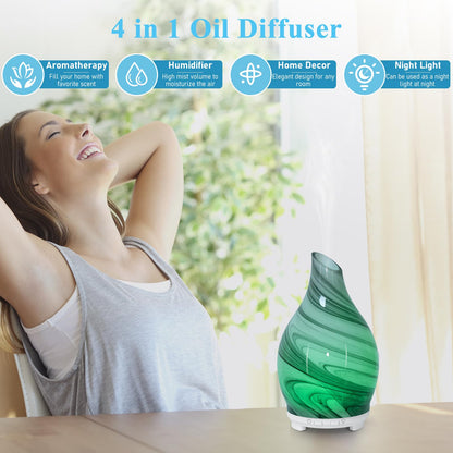 Essential Oil Diffuser 120ML Glass Ultrasonic Aromatherapy Humidifier – 7-Color LED Lights, Auto-Off, Ultra-Quiet