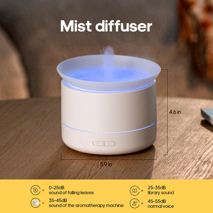 Essential Oil Diffuser 200ml - Aromatherapy Diffuser with 2 Dynamic Modes, Cool Mist Humidifier, 7 Color Lights, White