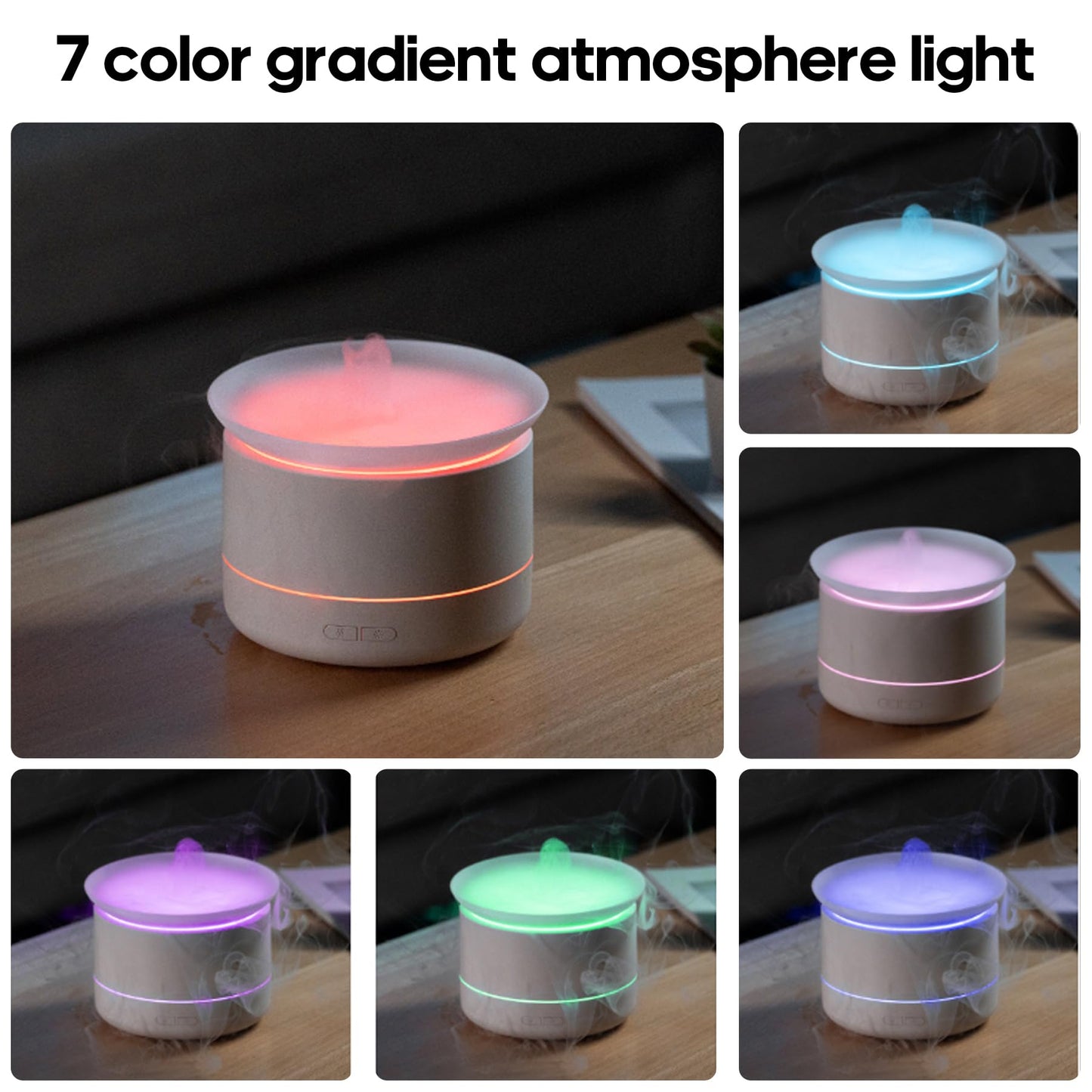Essential Oil Diffuser 200ml - Aromatherapy Diffuser with 2 Dynamic Modes, Cool Mist Humidifier, 7 Color Lights, White
