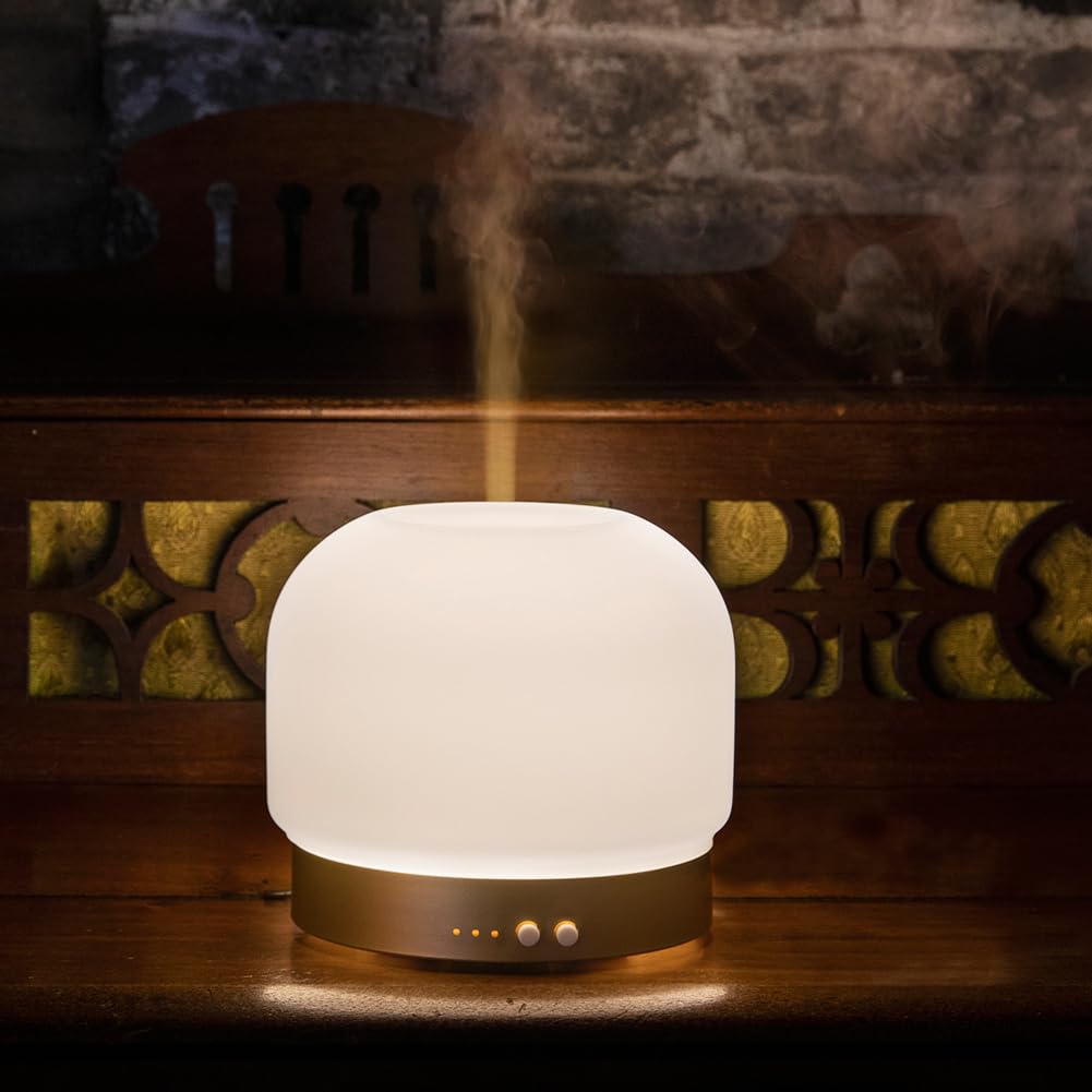 280ml Essential Oil Diffuser for Large Rooms – Glass Cover, 4 Timers, Auto Shut-Off