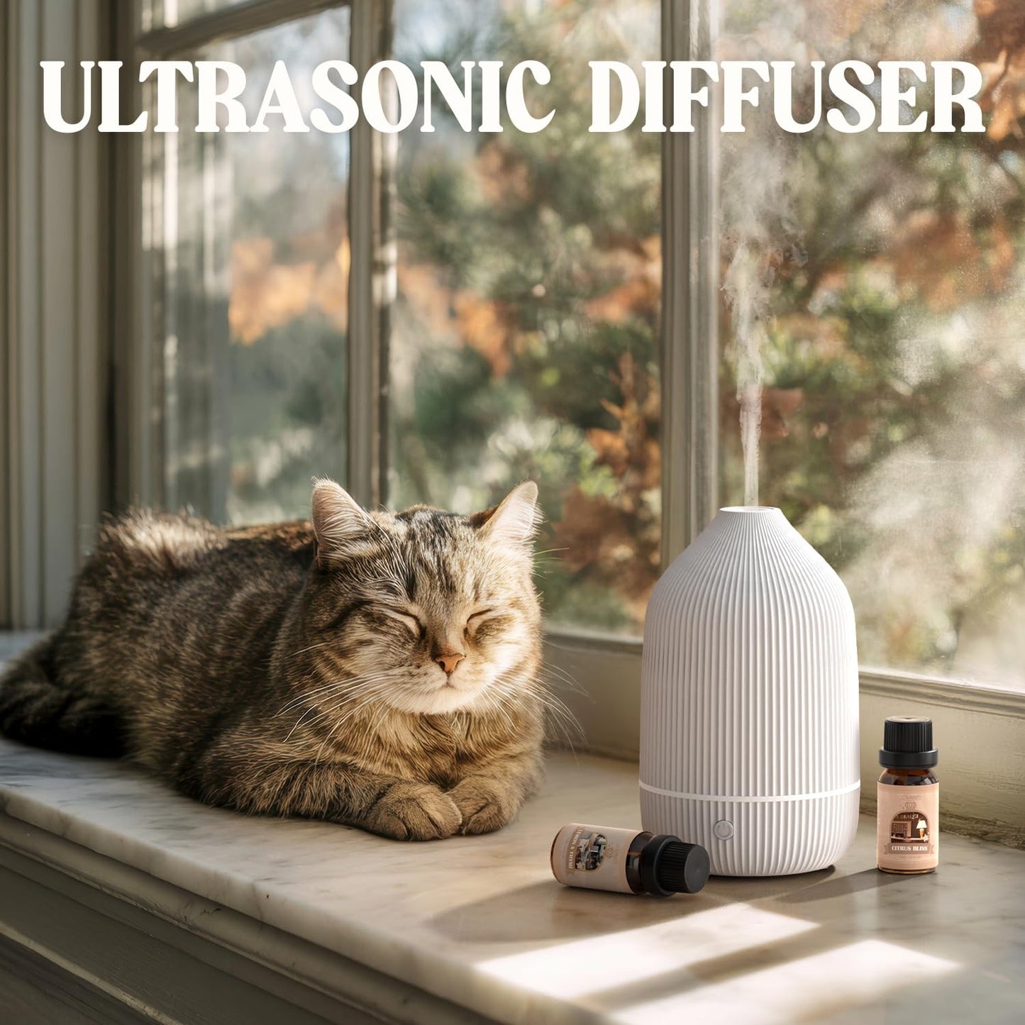 Essential Oil Diffuser 2-Pack - 100ml Ultrasonic Mini Diffuser, White | Auto Shut-Off, 7 LED Lights