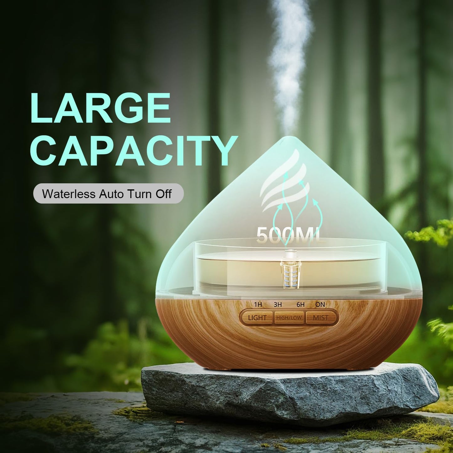 Essential Oil Diffuser 500ml with Remote 04a6 14 Color LED, Auto-Off