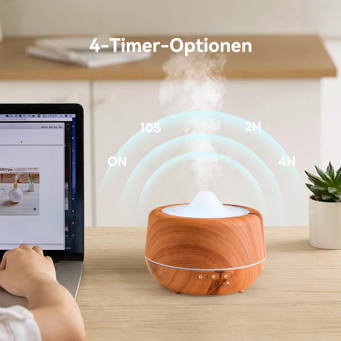 Essential Oil Diffuser 500ml Ultrasonic Diffuser - 2-in-1 Fragrance Diffuser & Humidifier with 7 Color LED Lights (Light Brown)