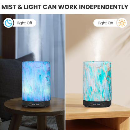 Essential Oil Diffuser 120 ml Glass Aromatherapy with 7 Color Lights & Auto Shut-Off