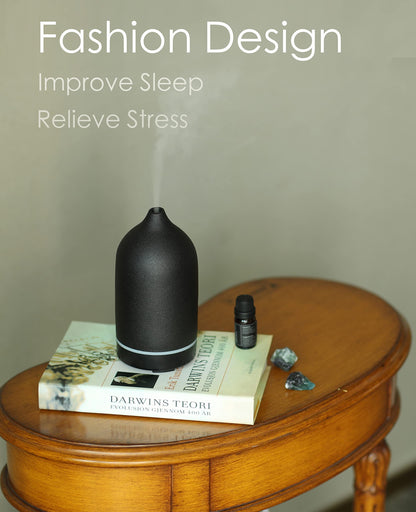 Essential Oil Diffuser - Handcrafted Ceramic, Ultrasonic Diffuser with Night Light & Timer