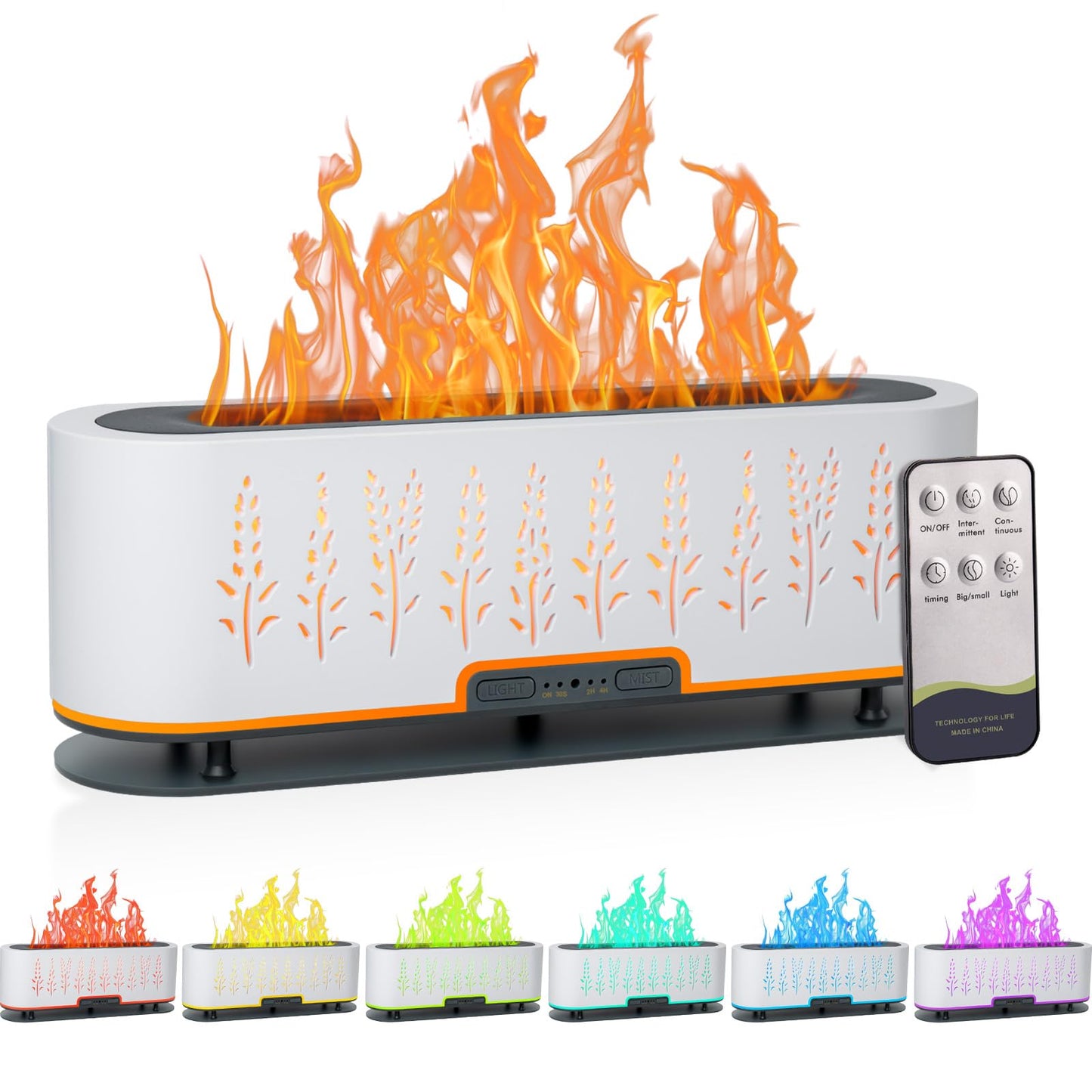 Essential Oil Diffuser Flame Air 200ml, 2 Mist Modes, 4 Timers, Auto-Off (White)
