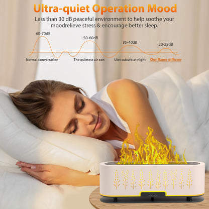 Essential Oil Diffuser Flame Air 200ml, 2 Mist Modes, 4 Timers, Auto-Off (White)