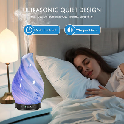Essential Oil Diffuser for Home – Glass Aromatherapy Diffuser, 4 Timers, 120ML