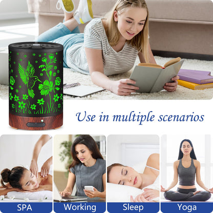 Essential Oil Diffuser with 7 Color Lights – Auto-Off, Cool Mist Humidifier | Home & Office | Hummingbird