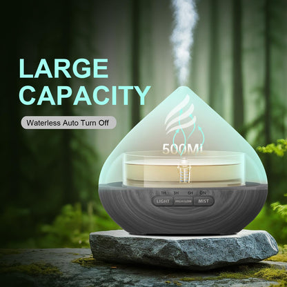 Essential Oil Diffuser 500ML with Remote - 14 LED Colors - Waterless Auto-Off - Dark Grey