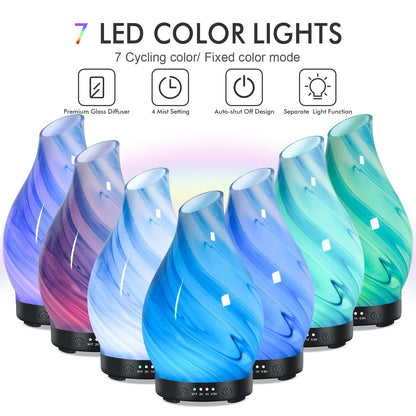 Essential Oil Diffuser for Home – Glass Aromatherapy Diffuser, 4 Timers, 120ML