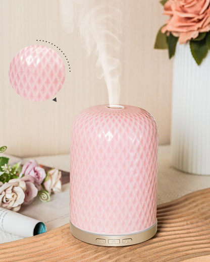 Essential Oil Diffuser for Home – 120ML Ceramic USB Diffuser, Pink