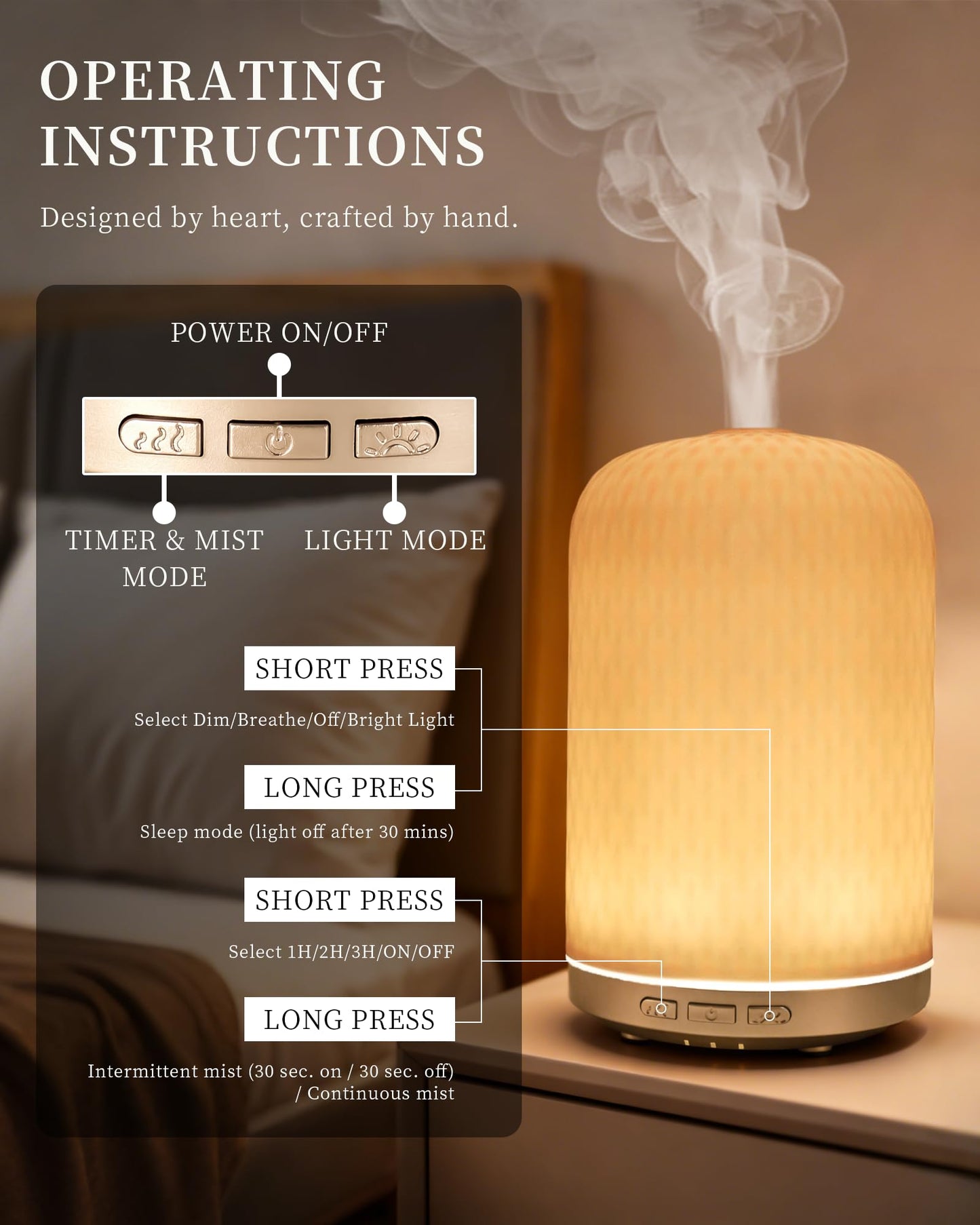 Essential Oil Diffuser for Home – 120ML Ceramic USB Diffuser, Pink