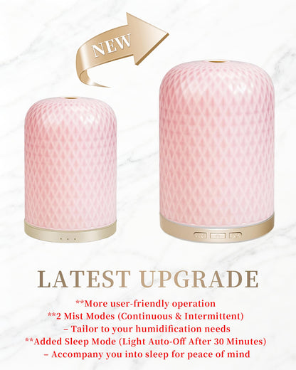Essential Oil Diffuser for Home – 120ML Ceramic USB Diffuser, Pink