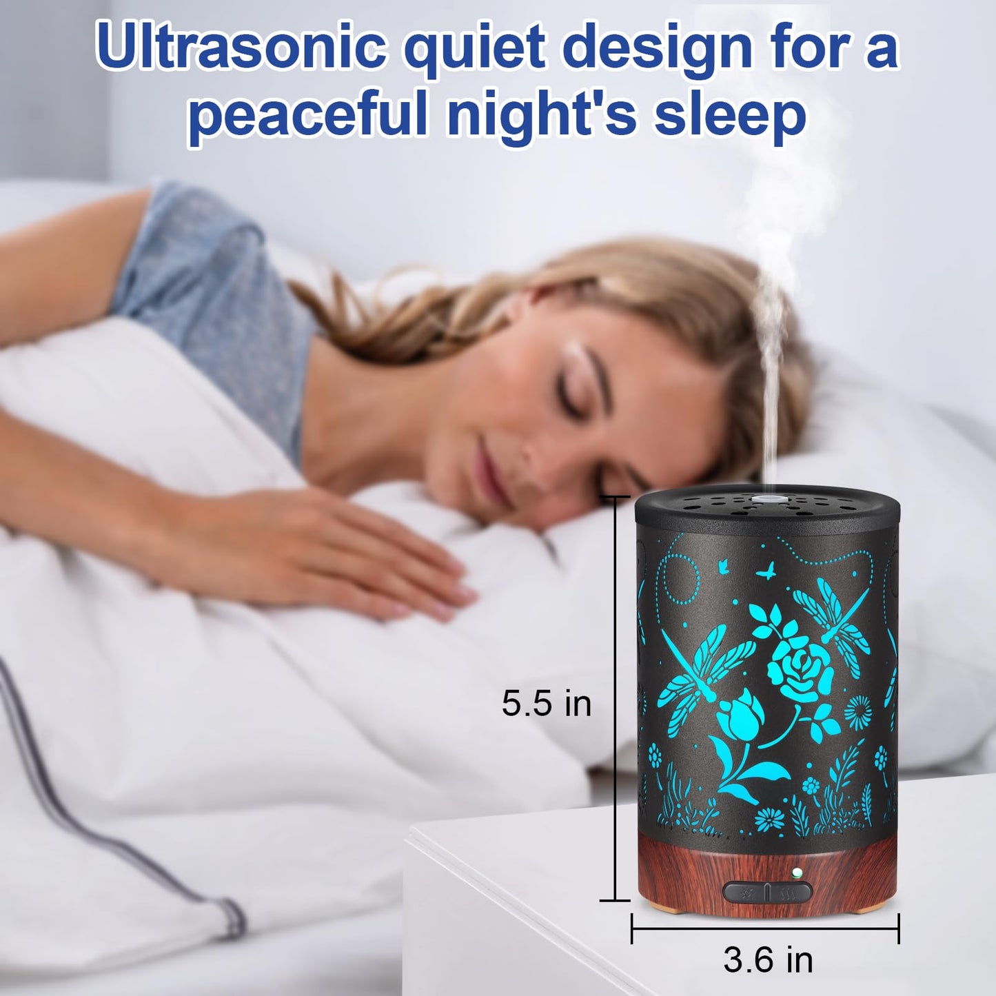 Essential Oil Diffuser - Aromatherapy with 7 Color Lights | Auto-Off Cool Mist Humidifier
