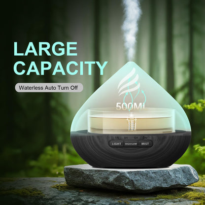 Essential Oil Scent Diffuser 500ML with Remote – 14 Color LED Lights, Auto-Off, Quiet Humidifier (Black)