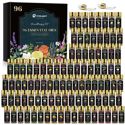 Essential Oil Set 96x5ml – Pure Essential Oils for Diffuser, Massage, Soap, Candle & Bath Bombs