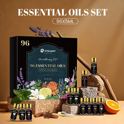 Essential Oil Set 96x5ml – Pure Essential Oils for Diffuser, Massage, Soap, Candle & Bath Bombs