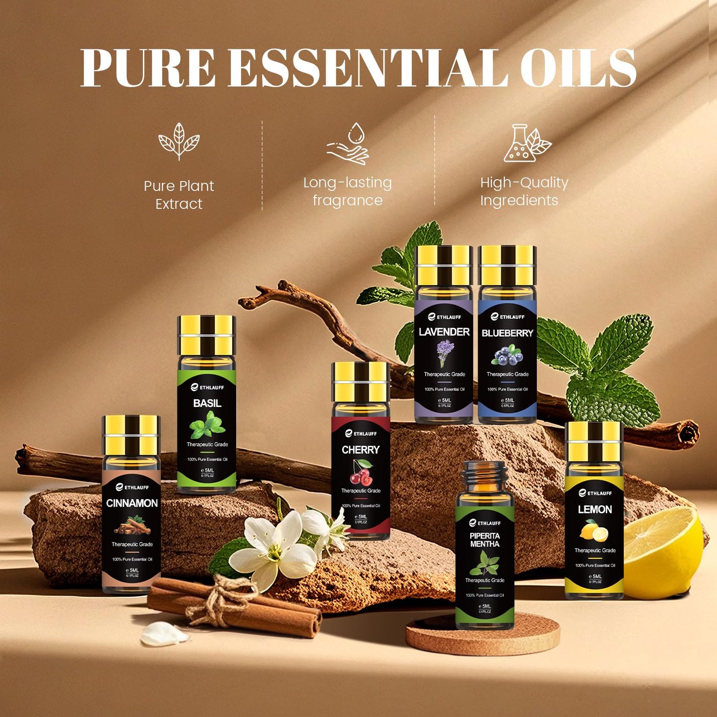 Essential Oil Set 96x5ml – Pure Essential Oils for Diffuser, Massage, Soap, Candle & Bath Bombs