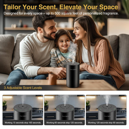 Waterless Essential Oil Diffuser Starter Kit - 2 Pack, Battery Operated, No Water Needed, 3x20ml Oils, Matte Black