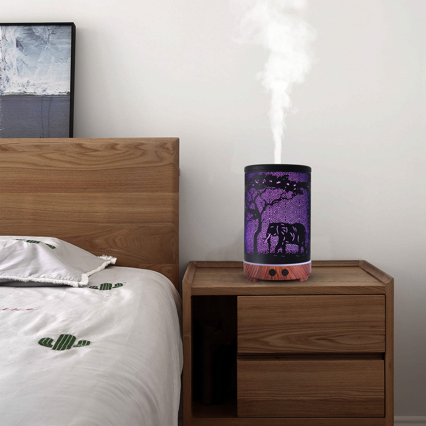 Essential Oils Diffuser - Aromatherapy Diffuser with 7-Color LED Lights, Auto-Off Metal Humidifier (Elephant)