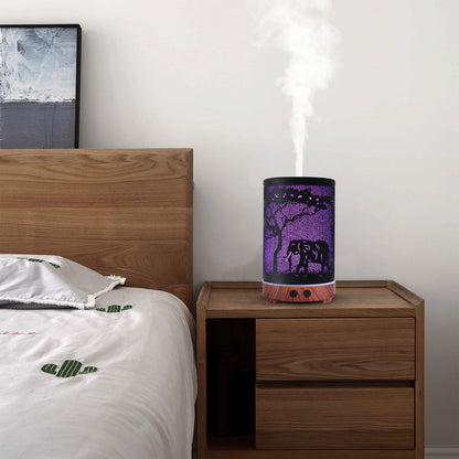 Essential Oils Diffuser - Aromatherapy Diffuser with 7-Color LED Lights, Auto-Off Metal Humidifier (Elephant)