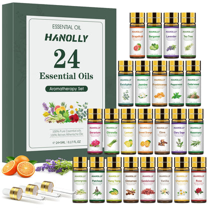 Essential Oils Set - 24x5ml Premium Aromatherapy Kit for Diffuser & Skincare
