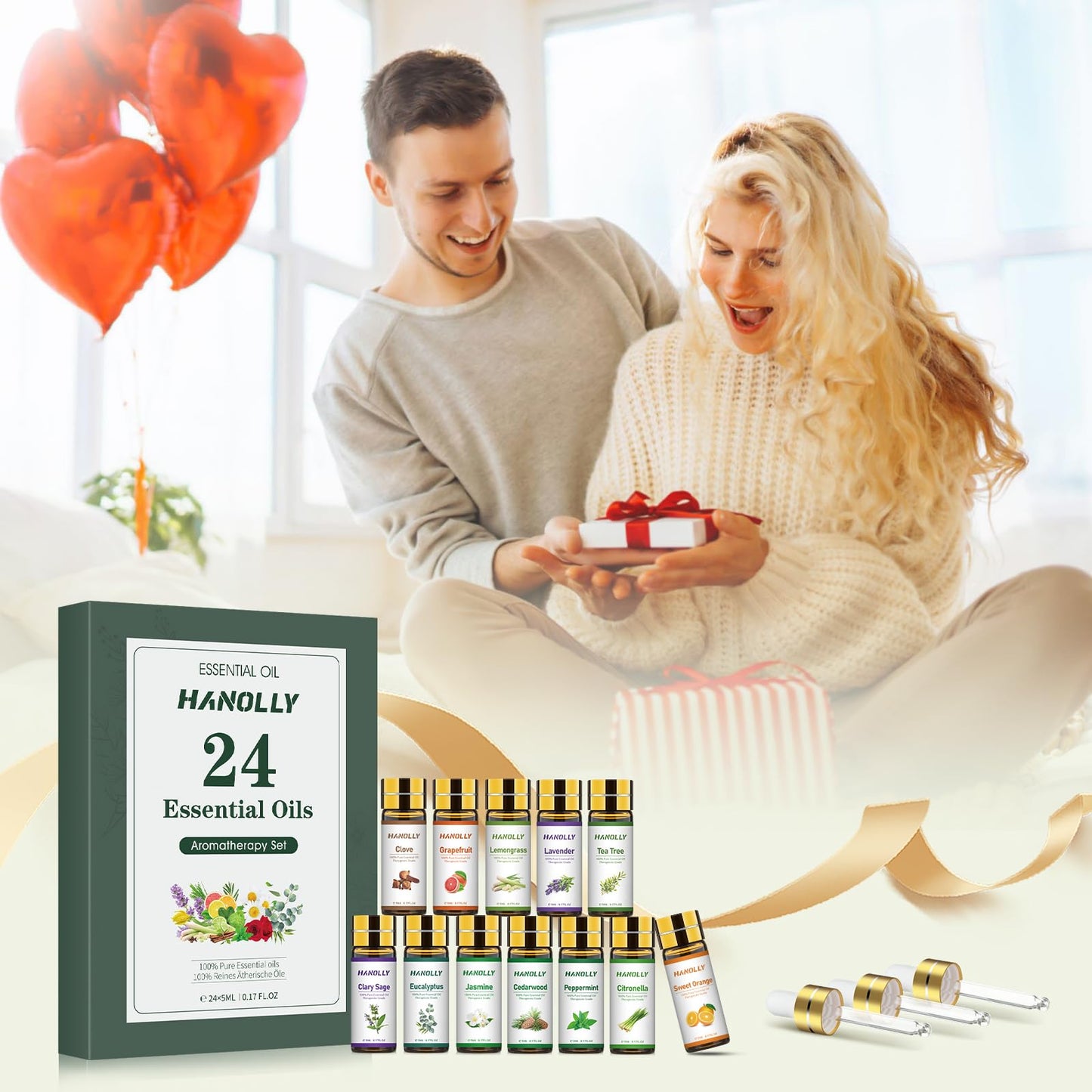 Essential Oils Set - 24x5ml Premium Aromatherapy Kit for Diffuser & Skincare