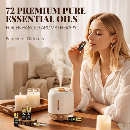 72-Piece Essential Oils Set - Pure Aromatherapy Oils 5ml Gift Box