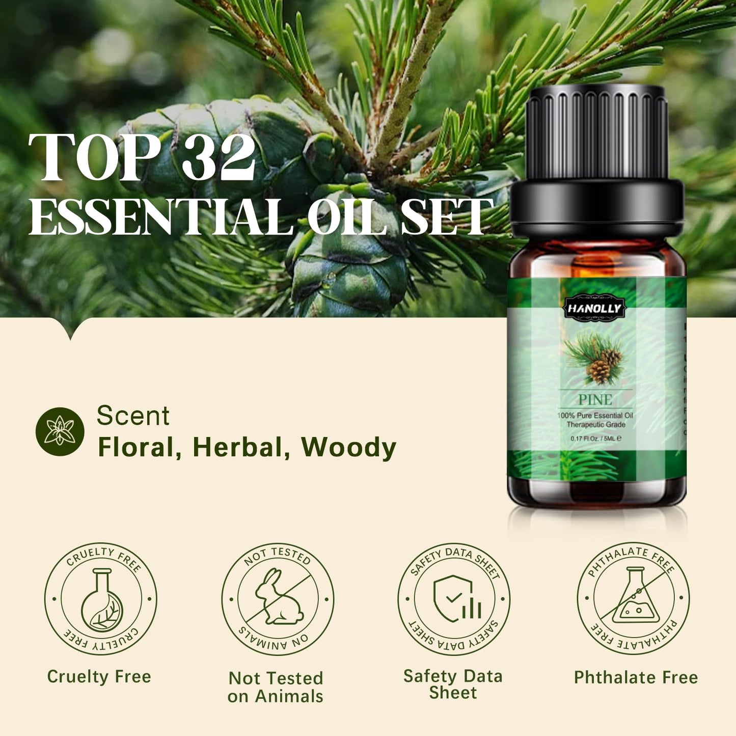 Essential Oils Set 32x5ml - Aromatherapy Kit for Diffuser & Spa