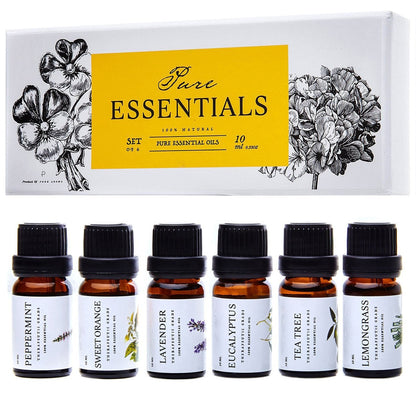 Essential Oils Set Pure Essentials - 6 Aromatherapy Oils Gift Set (10ml)