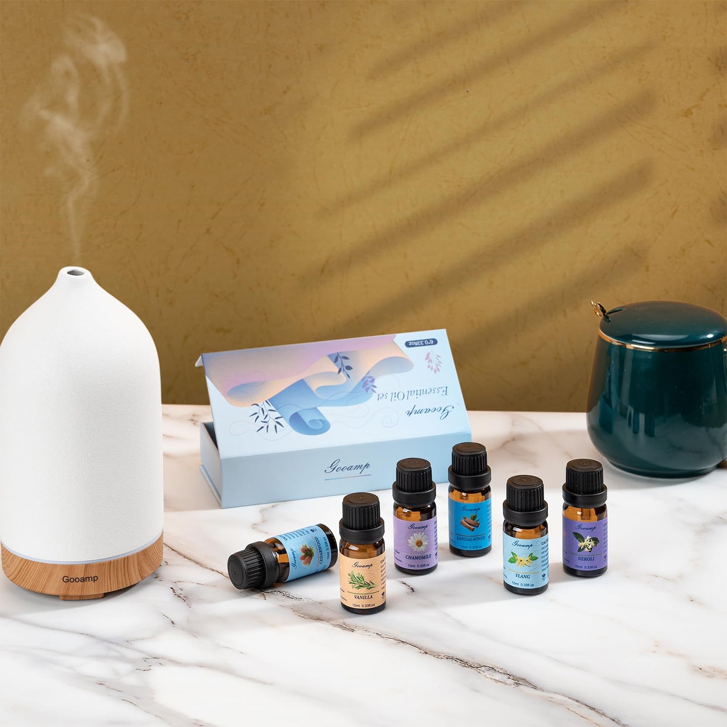 Essential Oils Set - Top 6 Organic Blends (6x0.33 oz): Vanilla, Neroli, Chamomile, Sandalwood, Ylang, Cedarwood