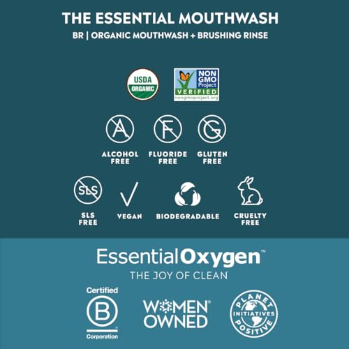 Essential Oxygen Brushing Rinse – Organic Alcohol-Free Mouthwash 32 oz Wintergreen