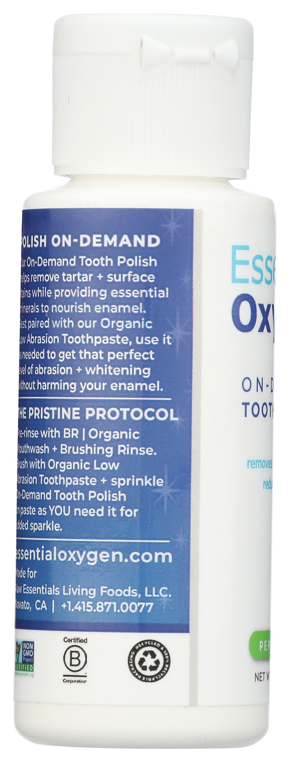 ESSENTIAL OXYGEN Organic Mint Tooth Polish 2oz – Non-GMO & Vegan