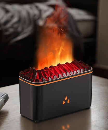Essential Oil Diffuser with Flame Effect - 7-Color Lights, Auto Shut-Off (Black)