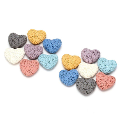 Top Plaza Lava Rock Aromatherapy Diffuser Set – Oval Ceramic Tray & 14 Heart Lava Beads