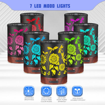 Essential Oils Diffuser - Christmas Aromatherapy Diffuser | 7-Color LED Humidifier (Sunflower) Gift