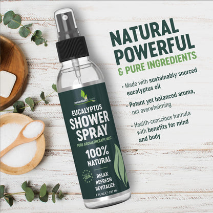 EssentiallyBased Eucalyptus Shower Spray 8oz – 100% Pure Organic
