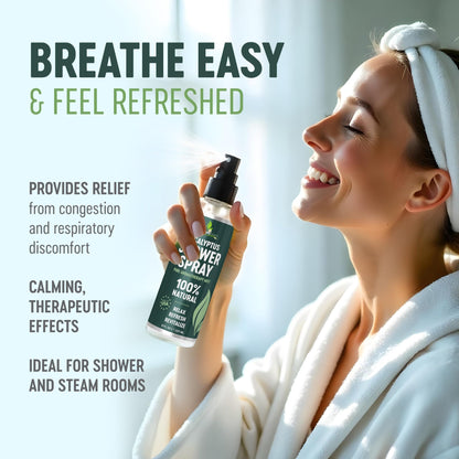 EssentiallyBased Eucalyptus Shower Spray 8oz – 100% Pure Organic