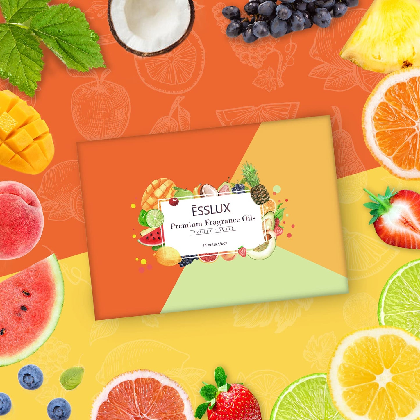 ESSLUX Fruity Fragrance Oils Set – 14 Premium Fruit Scents for Diffusers & DIY